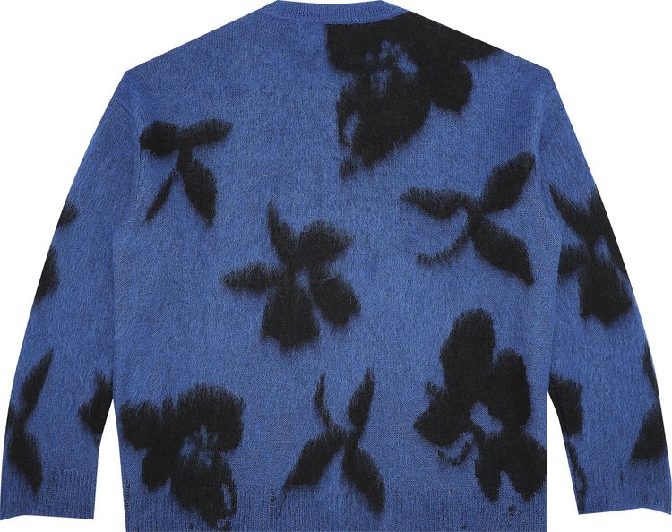 Saint Laurent Ninetys Orchid Jacquard Sweater Blue