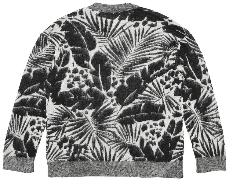 Saint Laurent Jacquard Knit Sweater BlackNatural