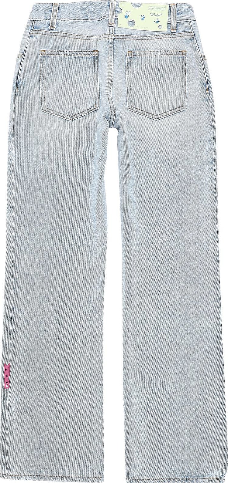 Off White Cropped Flare Denim Light Blue