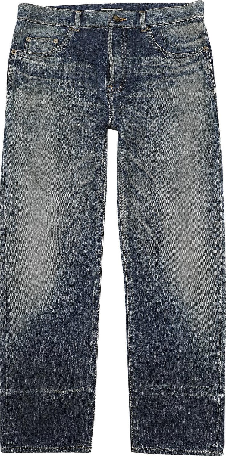 Saint Laurent High Waisted Straight Jeans 'Dirty Winter Blue'
