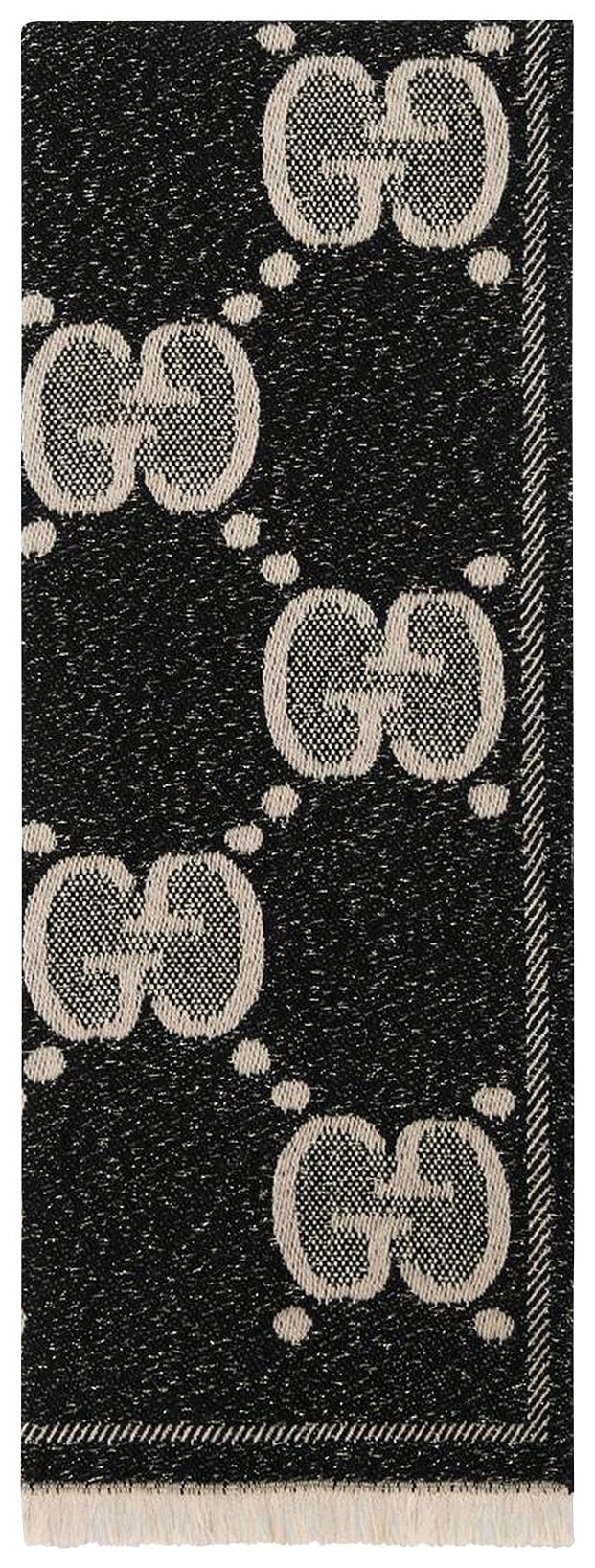 Gucci GG wool jacquard scarf Black