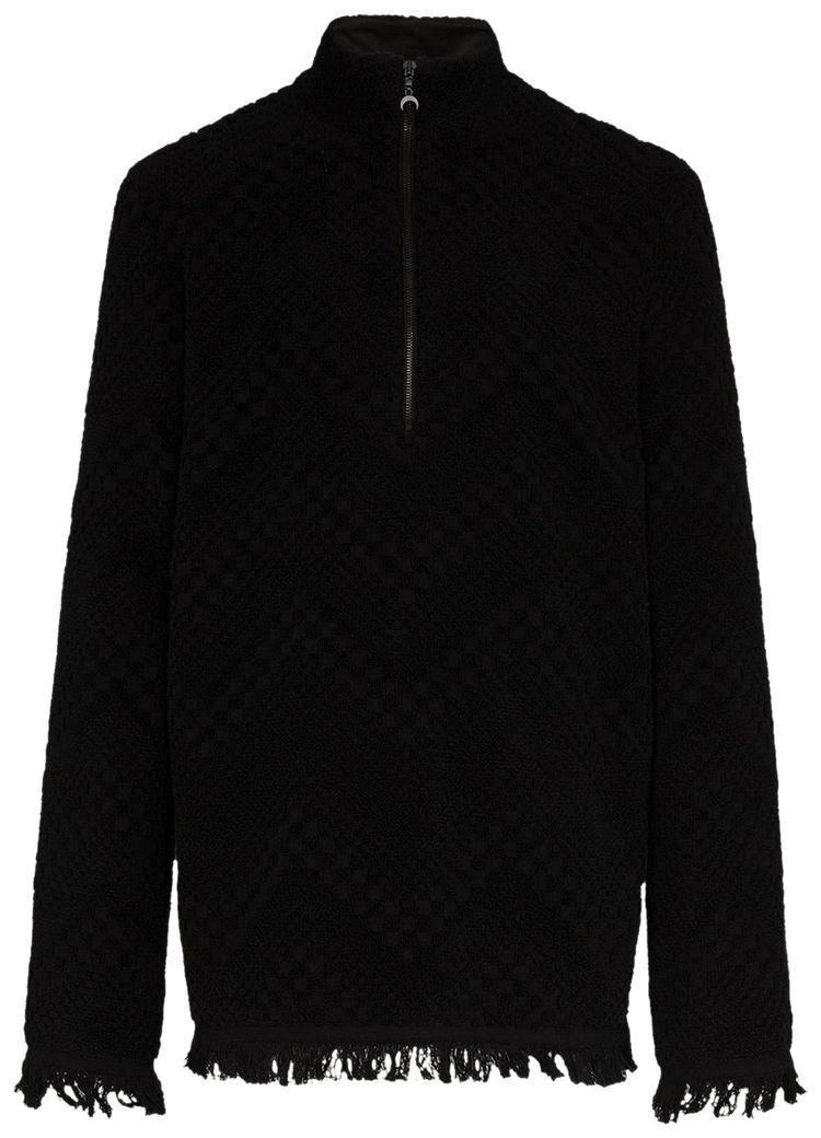 Marine Serre Frayed Terry Jacquard Sweater Black