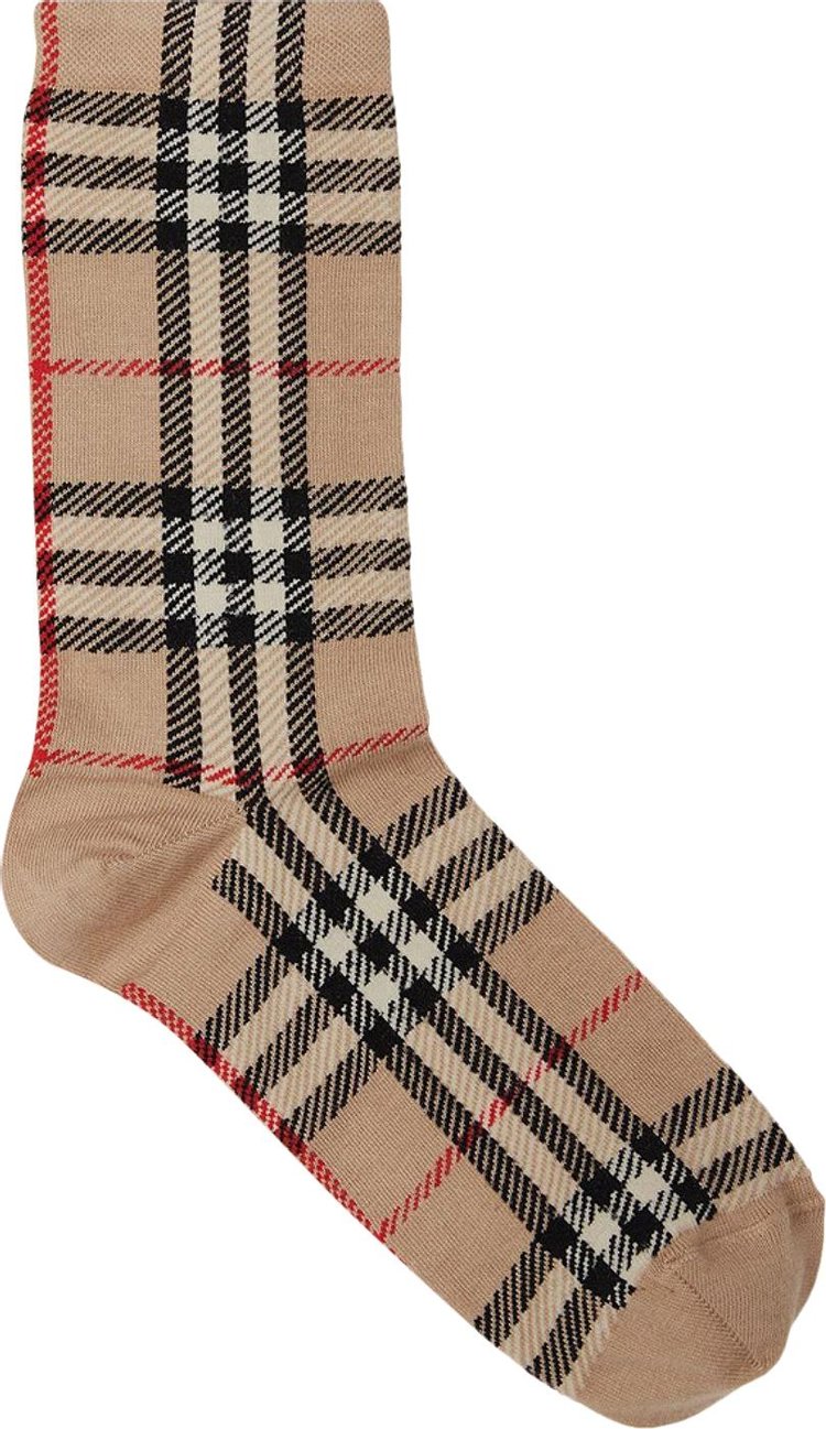 Burberry Checked Socks Archive Beige