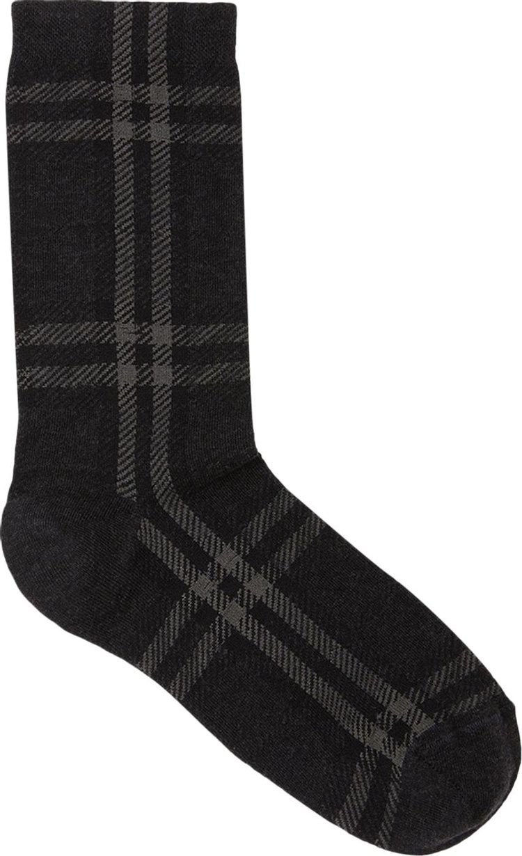 Burberry Check Intarsia Technical Socks 'Dark Charcoal'