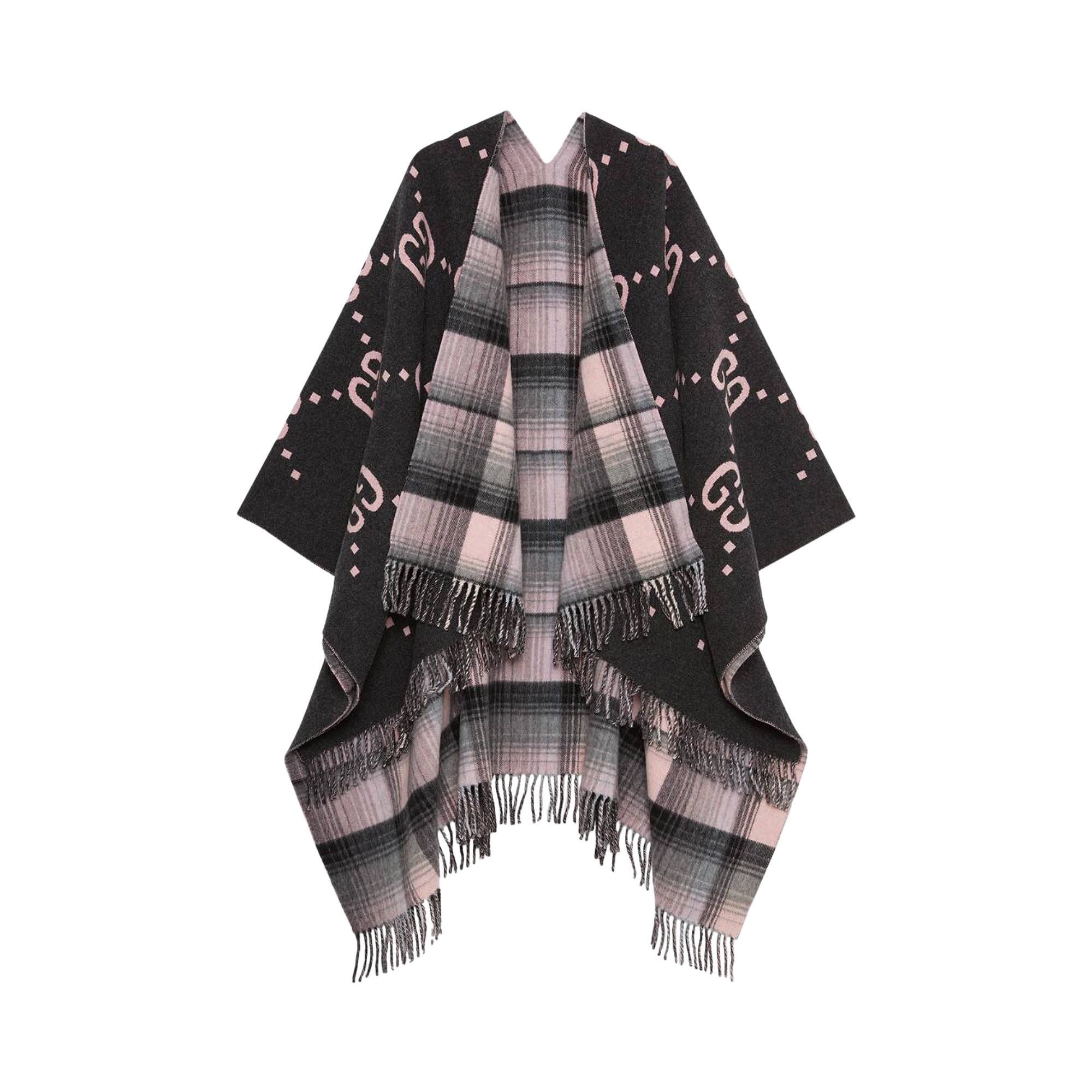 Buy Gucci Wool Reversible GG Poncho 'Graphite/Pink' - 553118