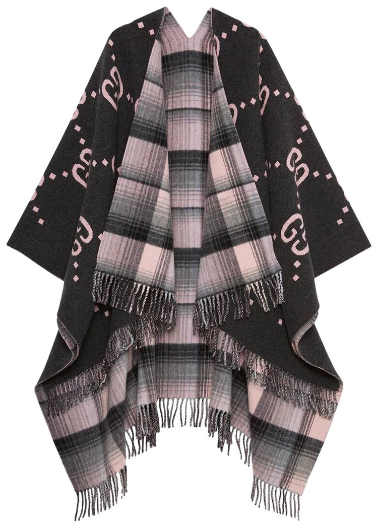 Gucci Wool Reversible GG Poncho GraphitePink