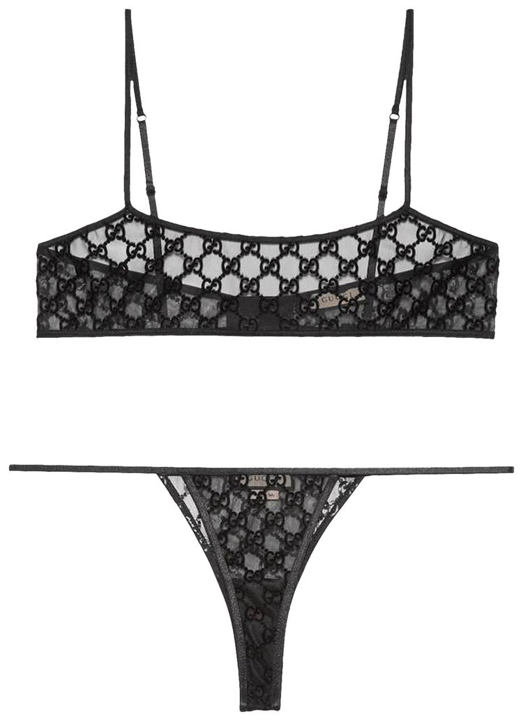 Gucci GG Tulle Lingerie Set Black