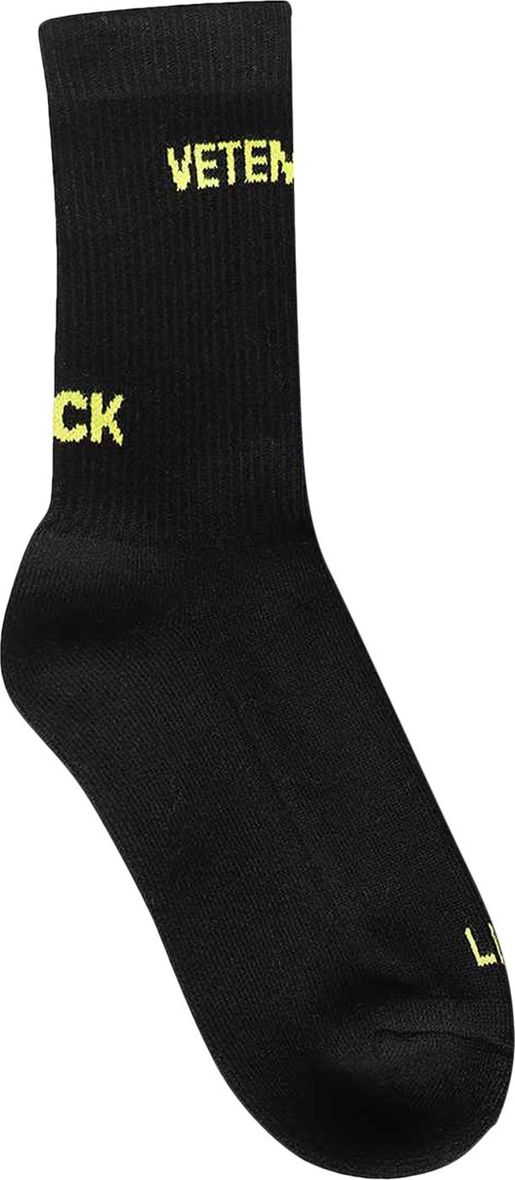 Vetements Logo Socks 'Black/Neon Yellow'