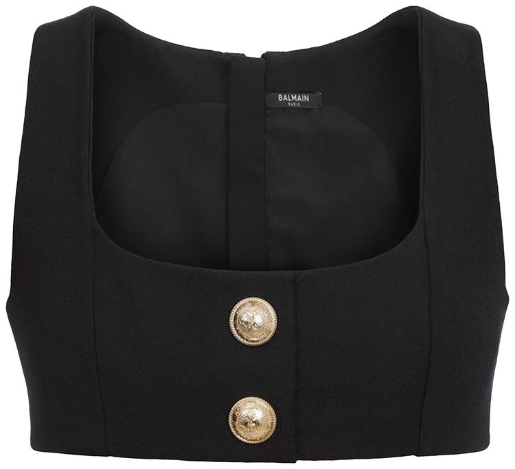 Balmain Cropped Buttoned Gdp Strap Top Noir