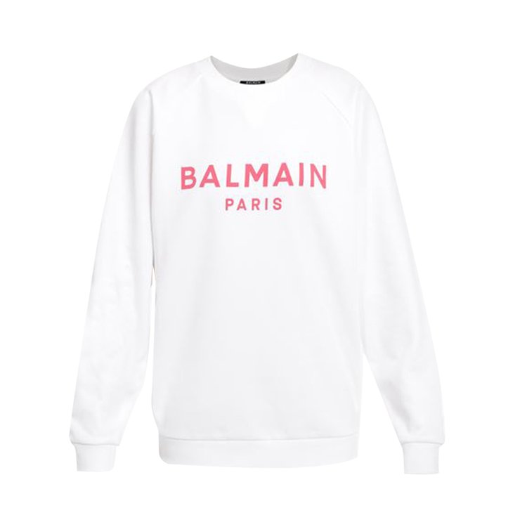 Balmain Printed Logo Sweatshirt 'Blanc/Rose'