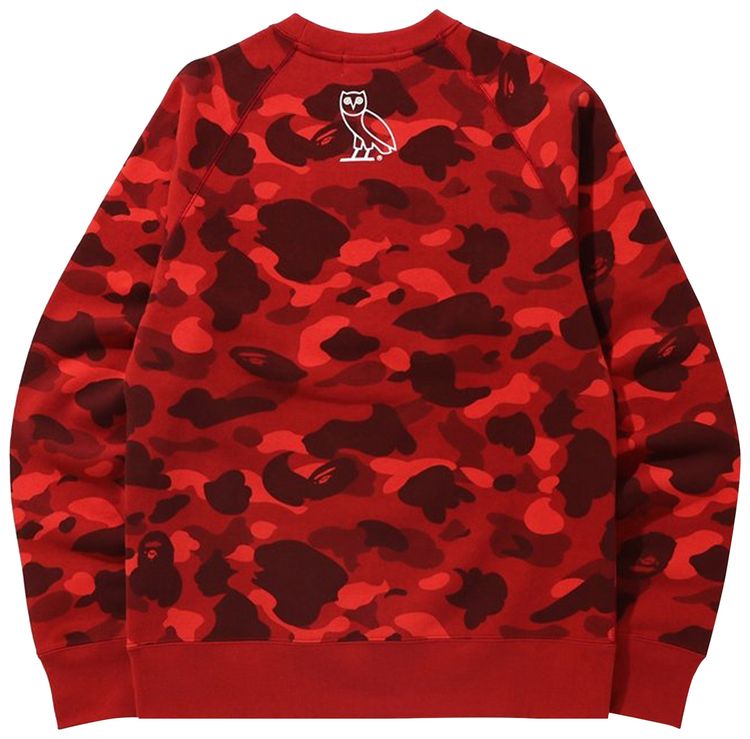 BAPE x OVO Color Camo Crewneck Red