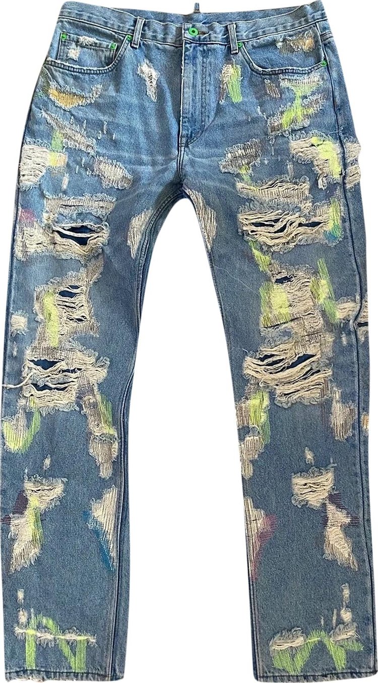 Vlone x Endless Distressed Denim Jeans 'Blue/Green'