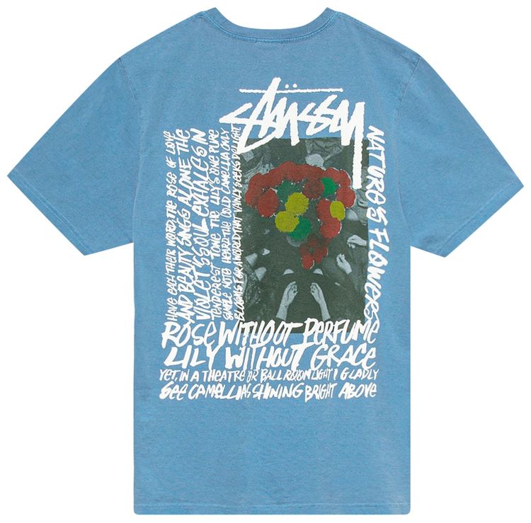 Stussy Camellias Pigment Dyed Tee Blue