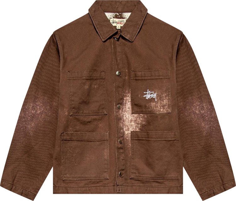 Stussy Spotted Bleach Chore Jacket 'Brown'