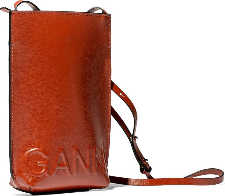 GANNI Recycled Leather Mini Bag Madder Brown