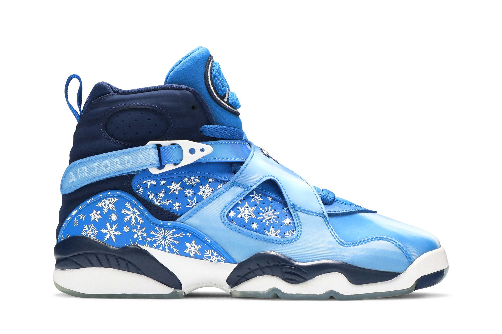 blue and white snowflake jordans