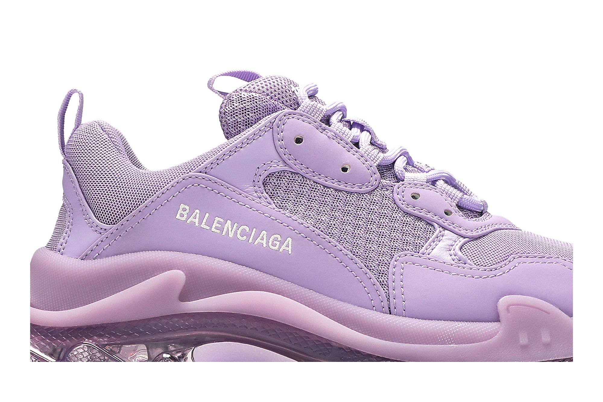 Size 7.0 Balenciaga Wmns Triple S Sneaker Clear Sole Light Lilac