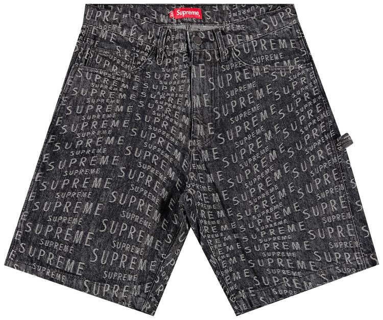 Supreme Warp Jacquard Logos Denim Painter Short Black