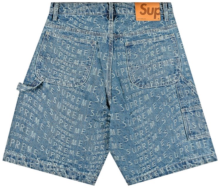Supreme Warp Jacquard Logos Denim Painter Short Blue