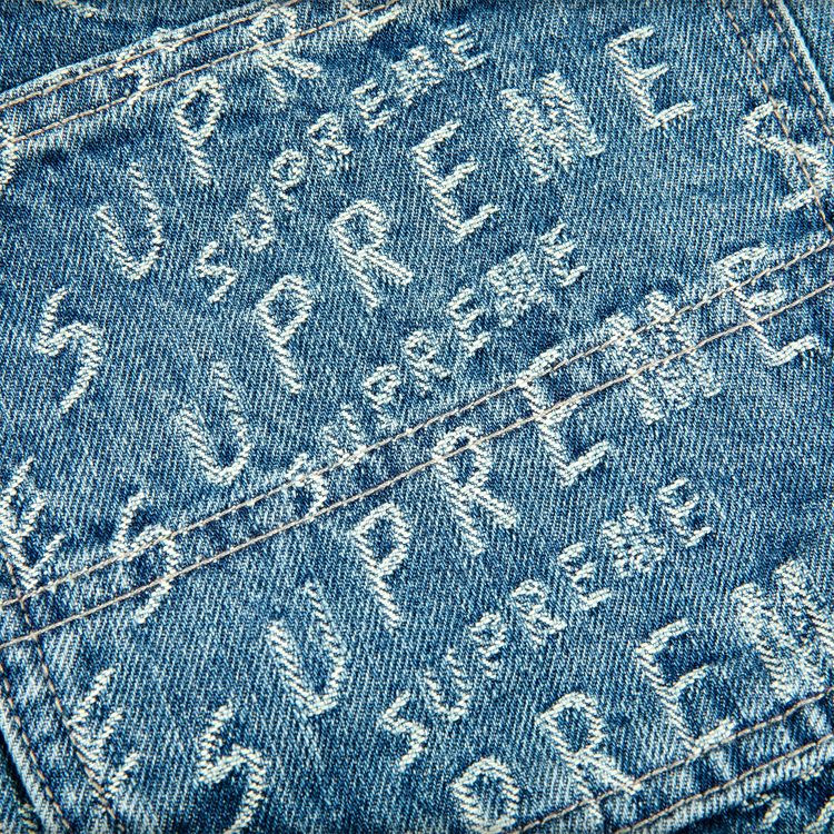 Supreme Warp Jacquard Logos Denim Painter Short Blue