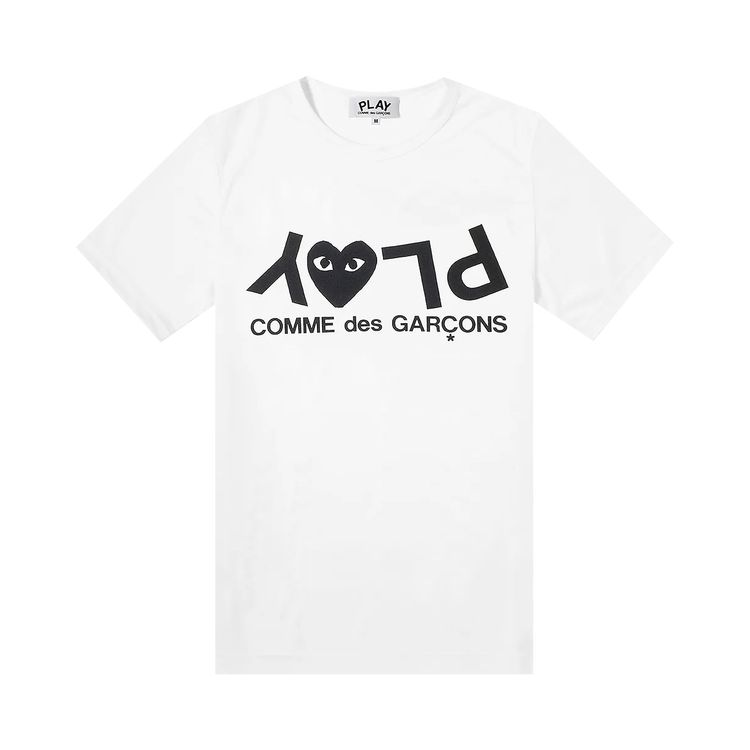 Comme des Garcons PLAY Inverted Text Logo Tee White