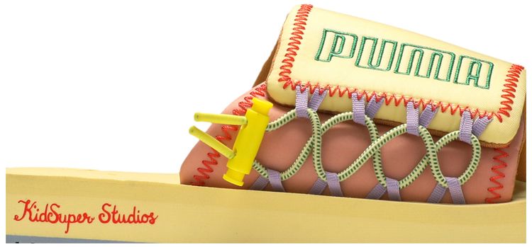KidSuper Studios x Puma Wilo Slide Yellow Peach Beige