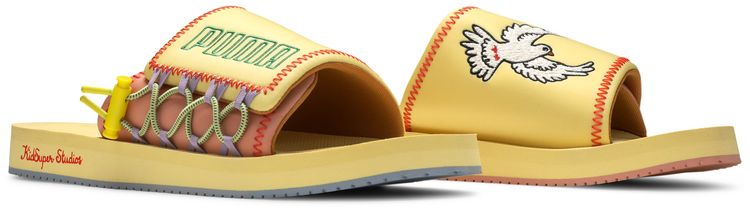 KidSuper Studios x Puma Wilo Slide Yellow Peach Beige
