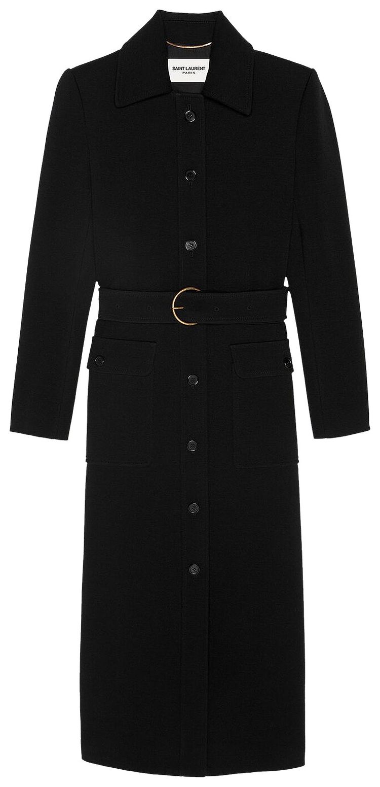 Saint Laurent Long Jersey Coat Noir