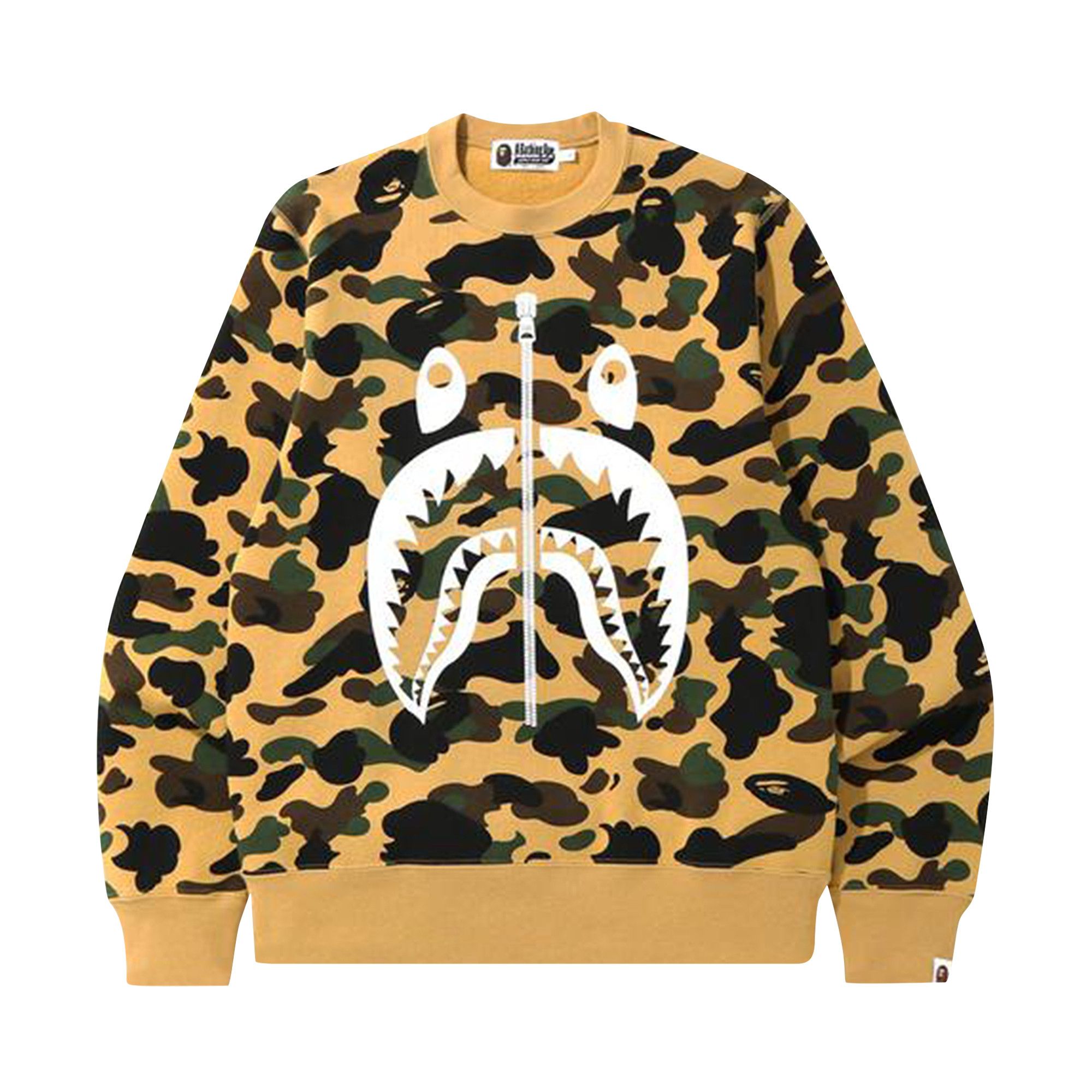 Buy BAPE 1st Camo Shark Crewneck 'Yellow' - 1F70 113 009 YELLOW | GOAT