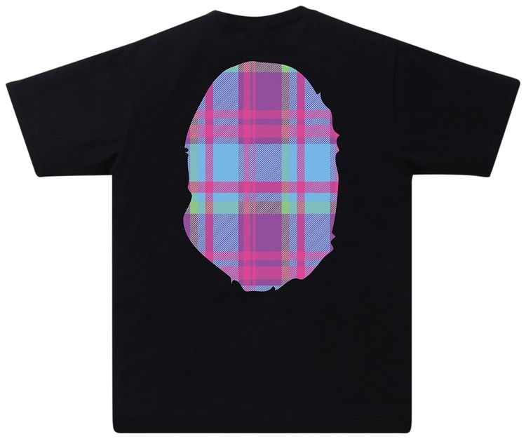 BAPE Check Big Ape Head Tee BlackPurple
