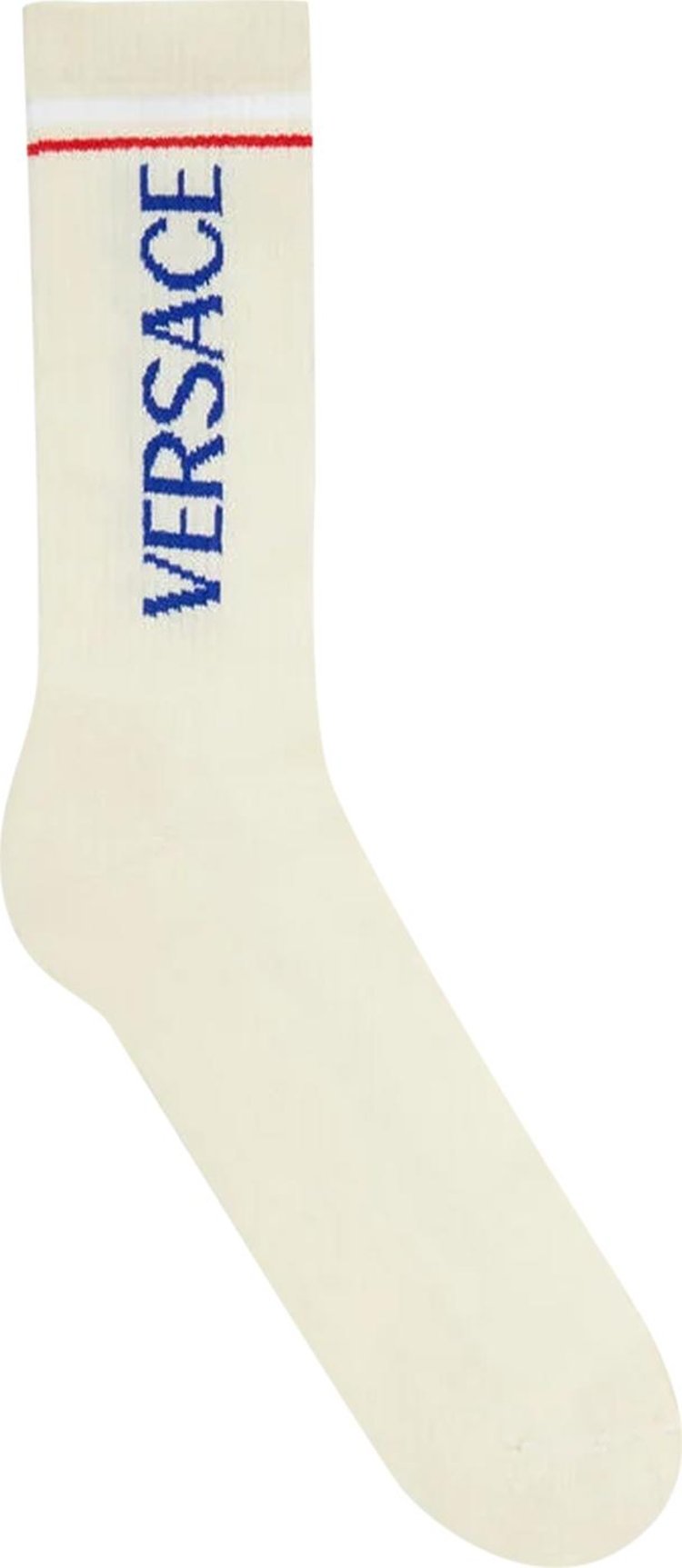 Versace Striped Socks 'White/Bluette'