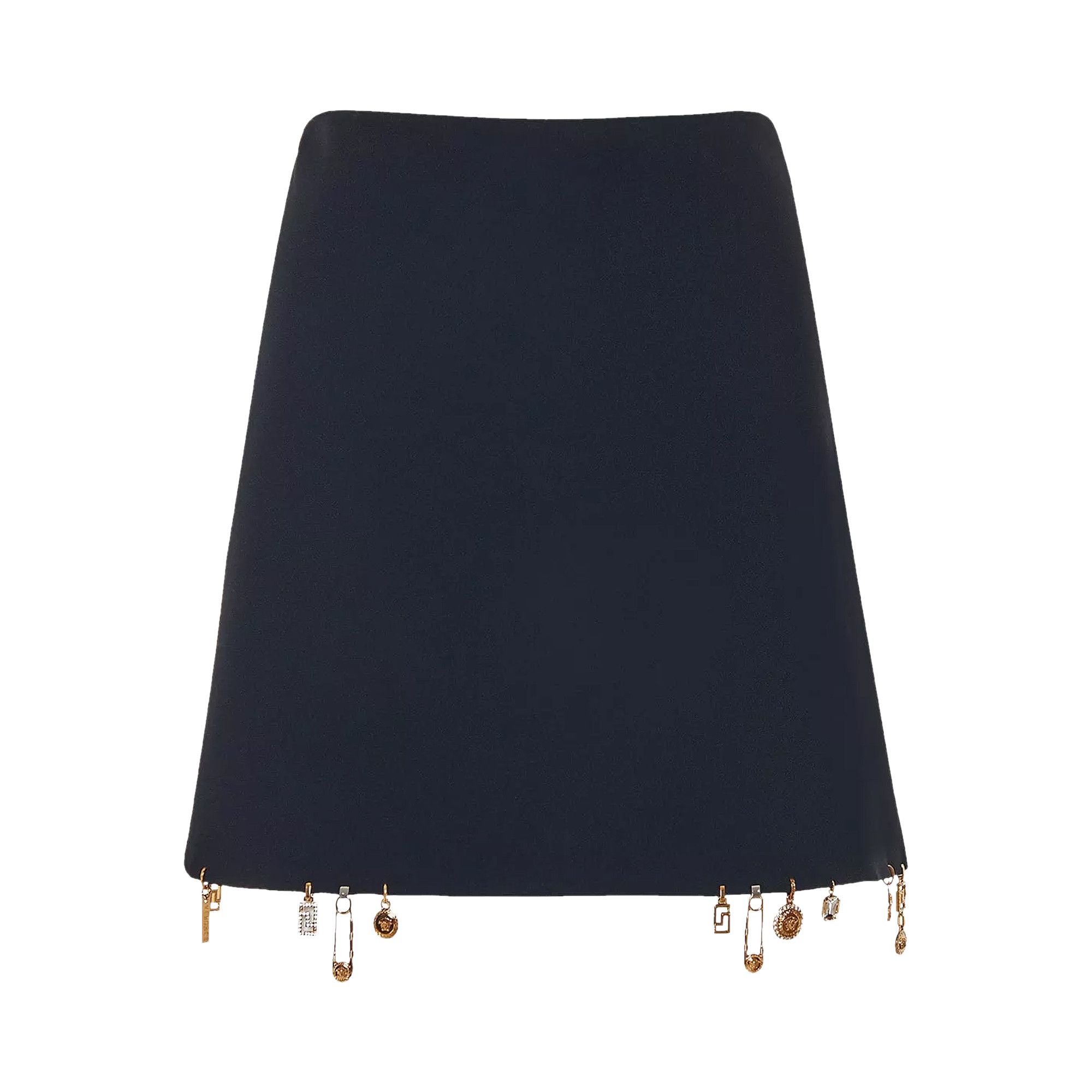 Versace Charm Embellished Satin Mini Skirt Black