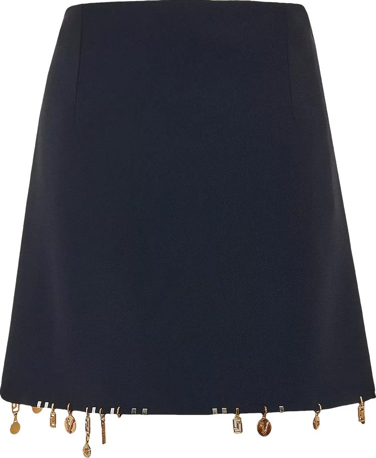 Versace Charm Embellished Satin Mini Skirt Black