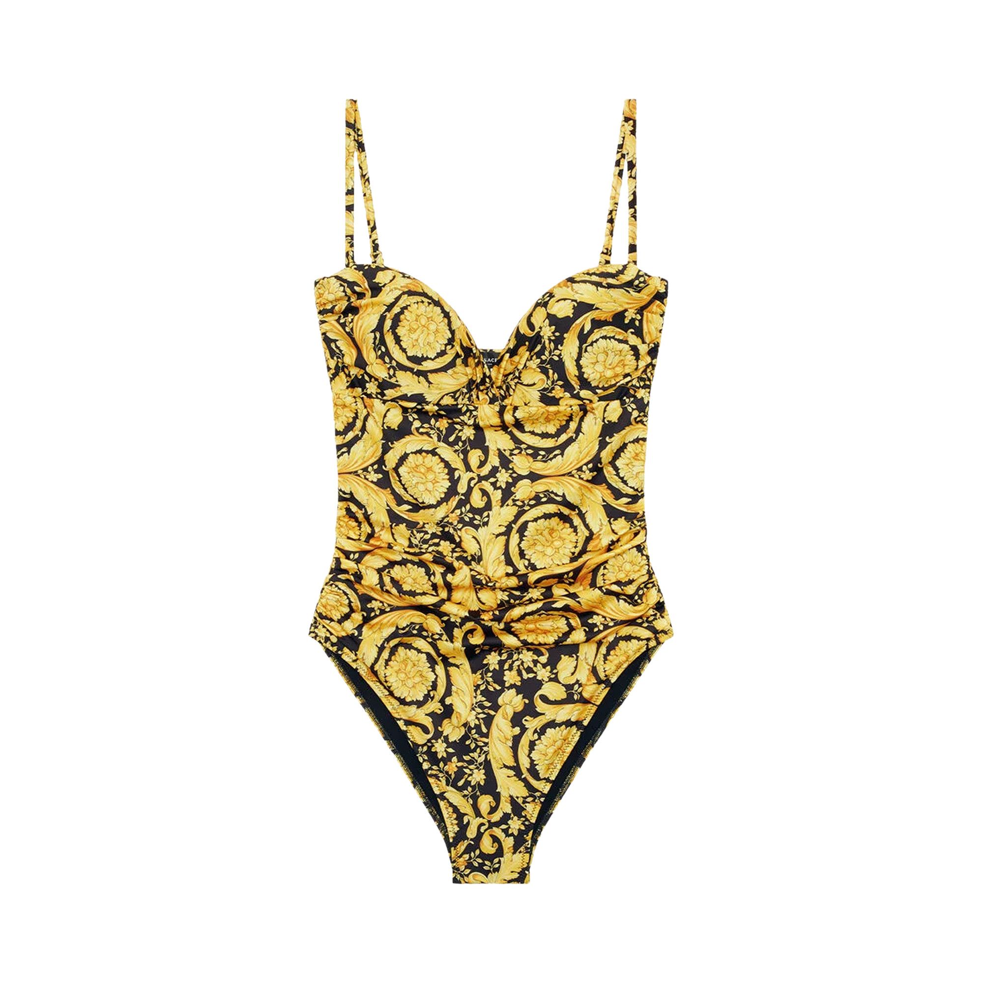 Gold hibiscus print swimsuit online