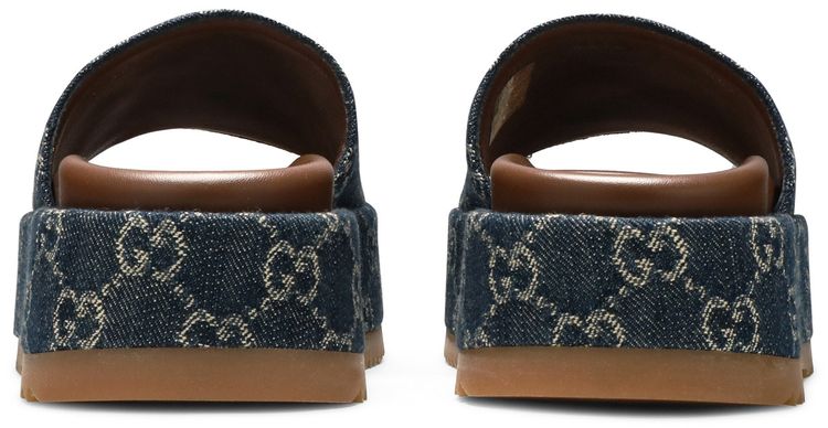 Gucci Wmns Platform Slide Sandal Allover GG Denim
