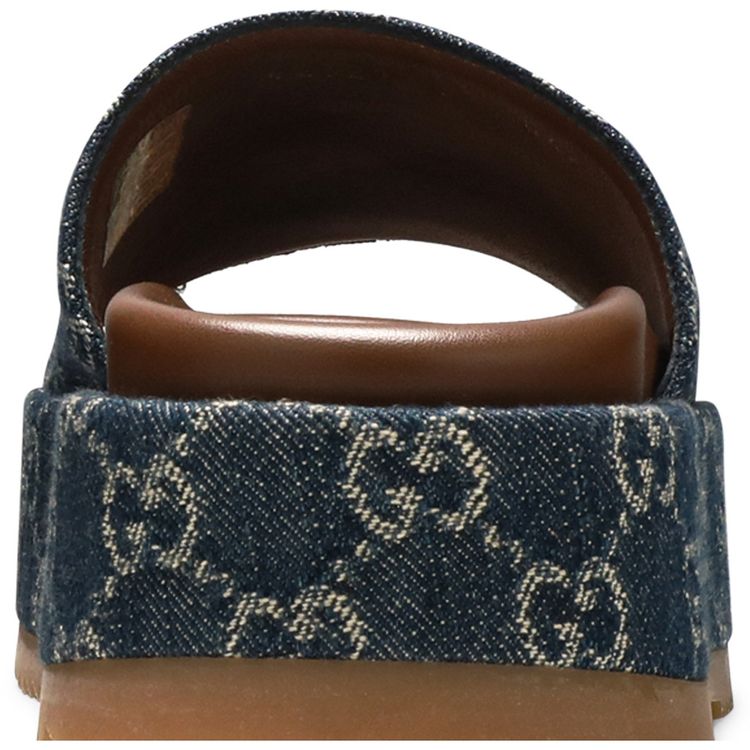 Gucci Wmns Platform Slide Sandal Allover GG Denim