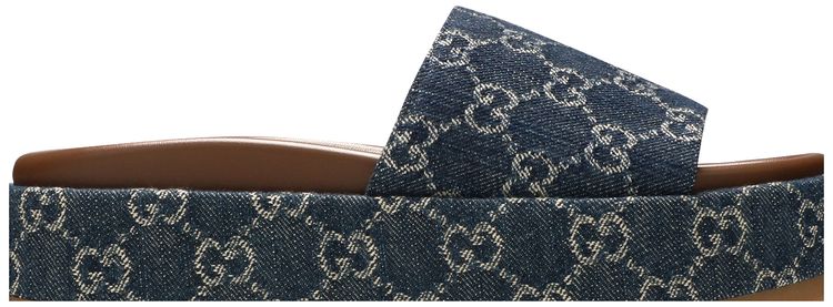 Gucci Wmns Platform Slide Sandal Allover GG Denim
