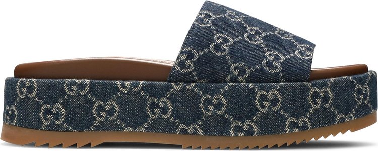 Louis Vuitton Jumbo Denim Flatform Slide Sandals Blue 01
