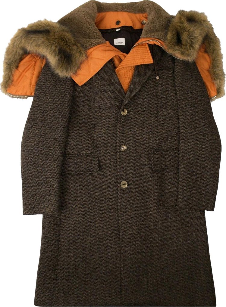 Burberry Fur Hooded Long Coat 'Brown'