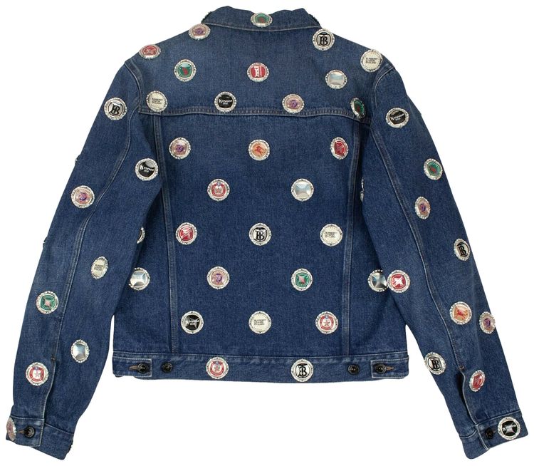 Burberry Bottle Cap Detail Denim Jacket Blue