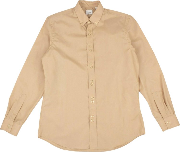 Burberry Classic Fit Double Press Stud Cotton Shirt 'Soft Fawn/Gold'
