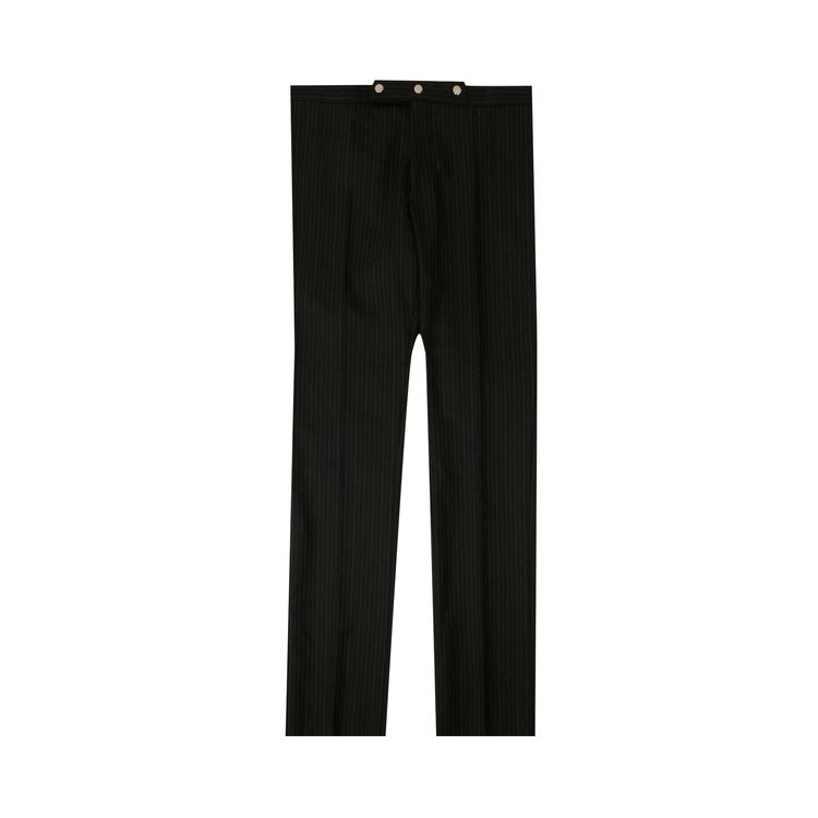Burberry Pinstriped Wool Trousers Black