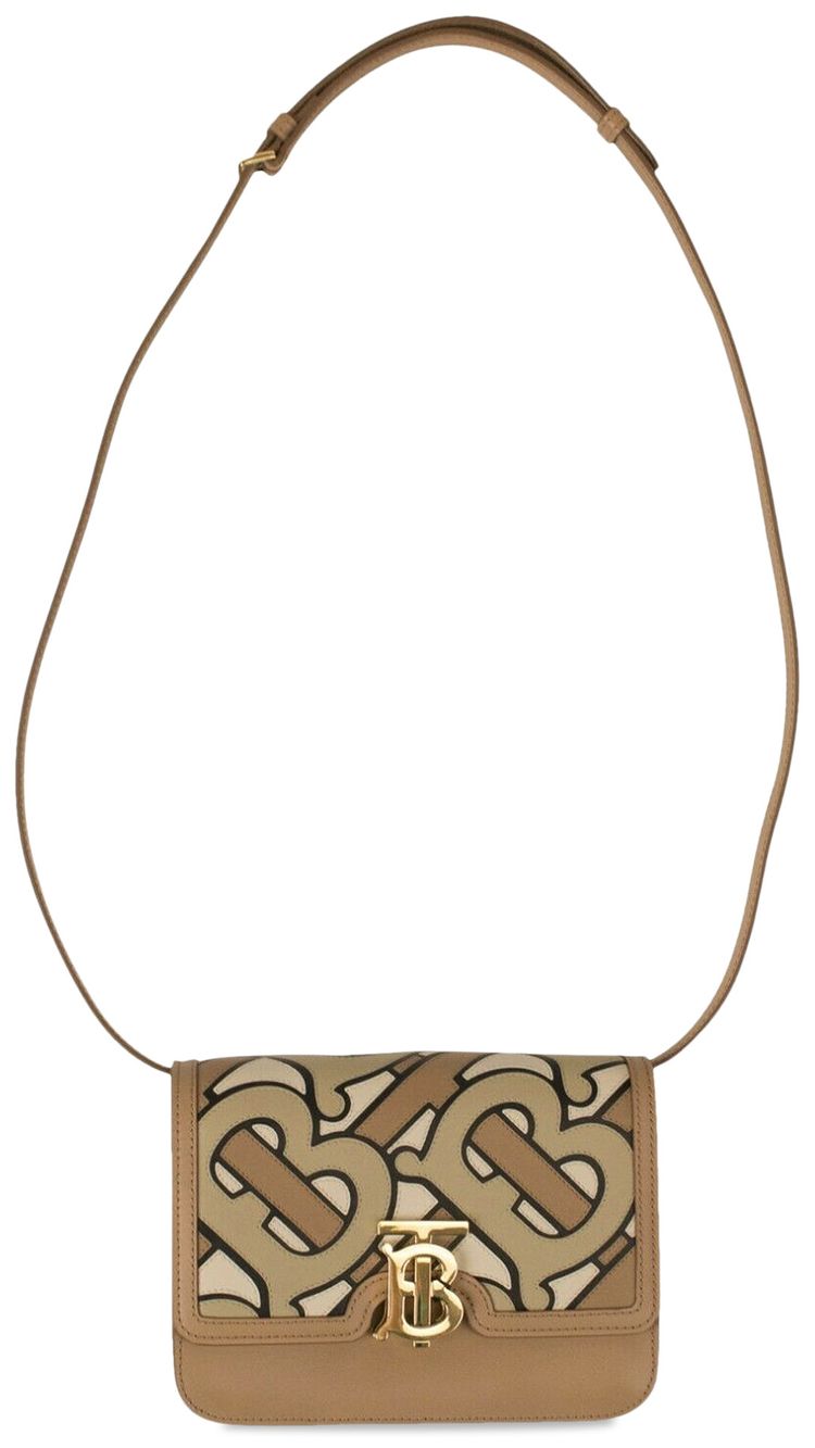 Burberry Crossbody Monogram Leather Bag Beige