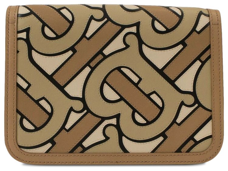 Burberry Crossbody Monogram Leather Bag Beige