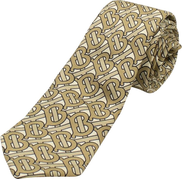 Burberry Logo Print Tie Beige