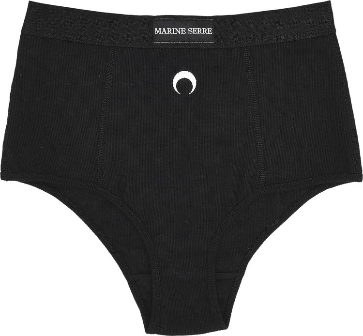 Marine Serre Ribbed Moon Logo Panty 'Black'