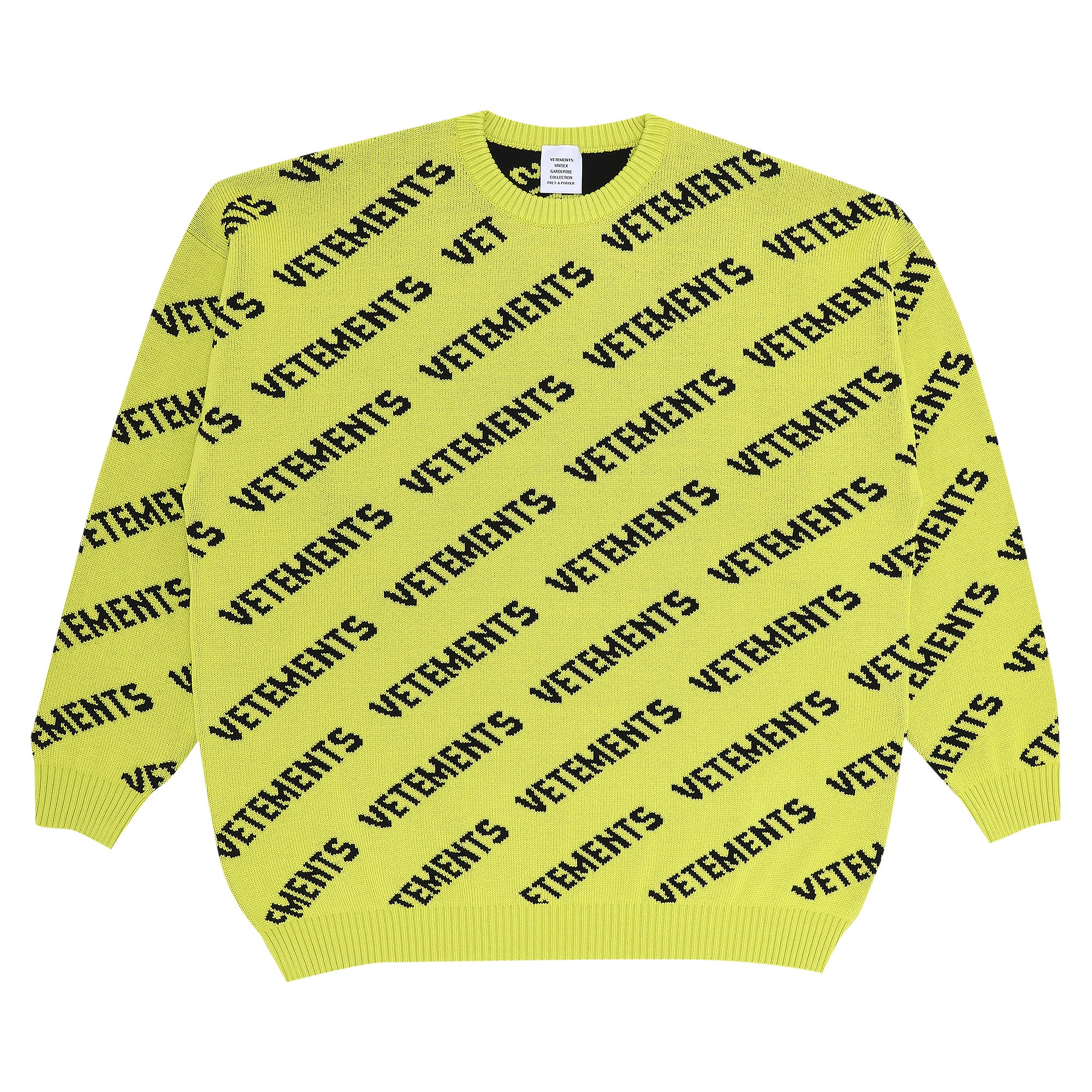 Buy Vetements Monogram Knitted Jumper 'Neon Yellow/Black