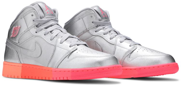 Air Jordan 1 Mid GS Metallic Silver Pink Crimson