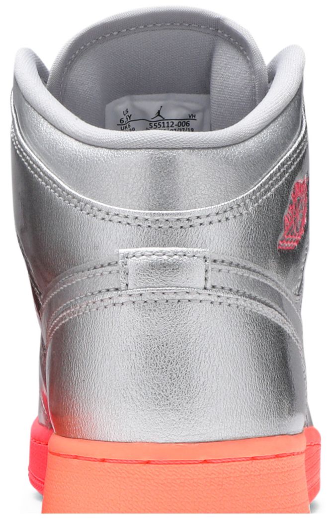 Air Jordan 1 Mid GS Metallic Silver Pink Crimson