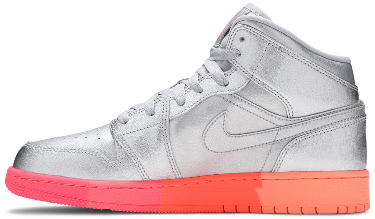 Air Jordan 1 Mid GS Metallic Silver Pink Crimson